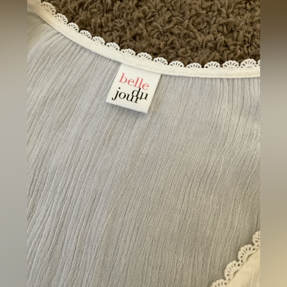 NWOT~ White Embroidered Crochet Peasant Blouse, Cinch tie, Boho, Penny Lane 🌼 - Picture 4 of 9